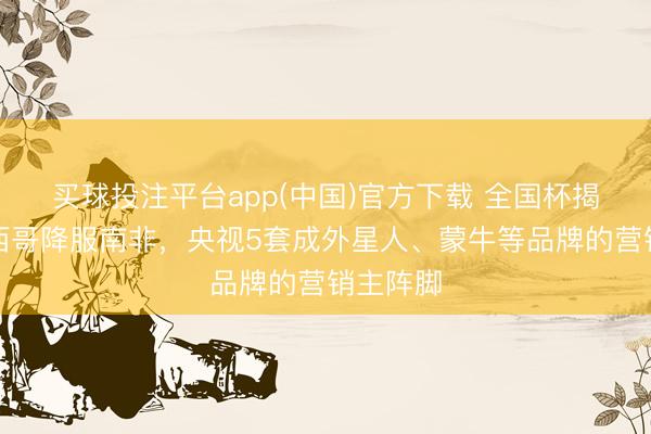 买球投注平台app(中国)官方下载 全国杯揭幕战墨西哥降服南非，央视5套成外星人、蒙牛等品牌的营销主阵脚